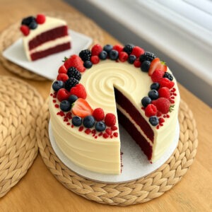 Red Velvet Cheesecake with berries – handmade in Aberdeen by Little Molly’s Cheesecake